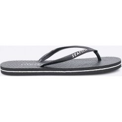 Seafolly - Japonki. Niebieskie klapki damskie Seafolly, bez wzorów, z materiału, bez obcasa, na obcasie. W wyprzedaży za 49,90 zł.