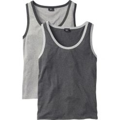 Koszulka bez rękawów (2 szt.) bonprix jasnoszary melanż + antracytowy melanż. Szare koszulki męskie bonprix, xl, bez wzorów, z okrągłym kołnierzem, bez rękawów. Za 59,98 zł.