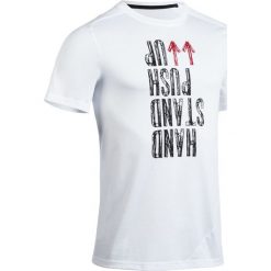 Koszulka krótki rękaw trening crossowy męska. Białe koszulki męskie DOMYOS, xl, bez wzorów, z bawełny, bez kołnierzyka, z krótkim rękawem, krótkie. Za 44,99 zł.