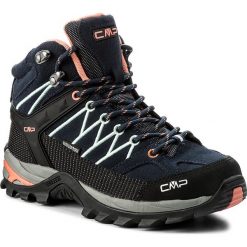 Trekkingi CMP - Rigel Mid Wmn Trekking Shoes Wp 3Q12946 B. Blue/Giada/Peach 92AD. Niebieskie trapery damskie CMP, ze skóry, bez obcasa, bez zapięcia. W wyprzedaży za 319,00 zł.