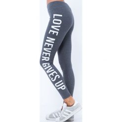 Legginsy: Legginsy z nadrukiem na nogawce ciemnoszare 7900