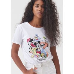 Koszulka Mickey Mouse - Kremowy. Białe koszulki damskie Sinsay, s, z motywem z bajki, bez kołnierzyka, bez rękawów. Za 29,99 zł.