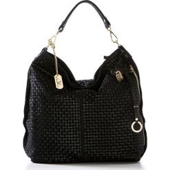 Torebki klasyczne damskie: Skórzana torebka w kolorze czarnym – 42 x 38 x 17 cm