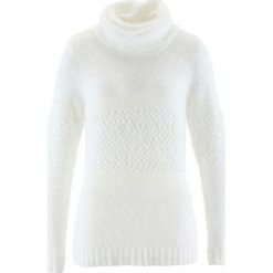 Golfy damskie: Sweter z golfem bonprix biel wełny