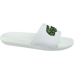 Lacoste Croco Slide 319 738CMA0073082 40,5 Białe. Białe kapcie męskie Lacoste, z syntetyku. W wyprzedaży za 169,99 zł.