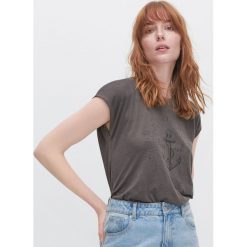 T-shirt z nadrukiem - Szary. Szare t-shirty damskie Reserved, s, z nadrukiem, bez kołnierzyka. Za 39,99 zł.