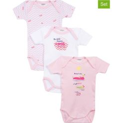 Body (3 szt.) w kolorze białym i jasnoróżowym. Różowe body niemowlęce Absorba & DIM, z nadrukiem, z bawełny, bez rękawów. W wyprzedaży za 35,95 zł.