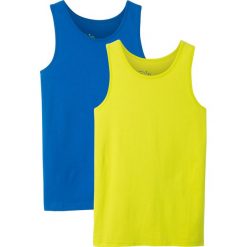 Koszulka bez rękawów (2 szt.) bonprix lazurowy + zielony. Niebieskie koszule chłopięce bonprix, bez wzorów, bez kołnierzyka, bez rękawów. Za 35,98 zł.