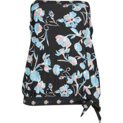 Top plażowy tankini bonprix jasnoniebiesko-czarny w kwiaty. Niebieskie stroje kąpielowe damskie bonprix, w kwiaty, bez kołnierzyka. Za 89,99 zł.