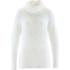 Sweter z golfem bonprix biel wełny. Białe golfy damskie bonprix, bez wzorów, z wełny, bez rękawów. Za 99,99 zł.
