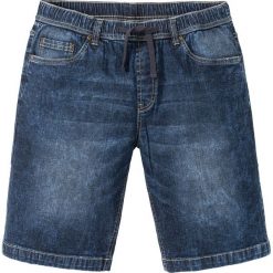 Bermudy z gumką w talii Slim Fit bonprix ciemnoniebieski "stone used". Niebieskie spodenki i szorty męskie bonprix, m, bez wzorów. Za 89,99 zł.