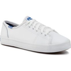 Tenisówki KEDS - Kickstart WH57559 White/Blue. Białe półbuty damskie Keds, bez wzorów, ze skóry, bez zapięcia. W wyprzedaży za 199,00 zł.