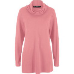 Długi shirt z golfem bonprix dymny jasnoróżowy. Różowe koszulki damskie bonprix, bez wzorów, z golfem, z długim rękawem. Za 69,99 zł.