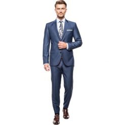 Garnitur corbie 310 niebieski slim fit. Niebieskie garnitury Recman, z wełny. Za 199,99 zł.