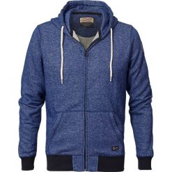 Bluza z kapturem. Niebieskie bluzy męskie rozpinane marki Petrol Industries, l, z bawełny, z długim rękawem, długie, z kapturem. Za 176,36 zł.