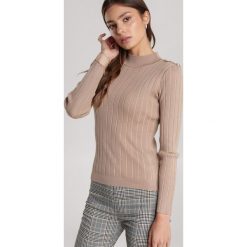 Beżowy Sweter Adothera. Brązowe bluzy damskie Renee, s, bez wzorów, bez rękawów, bez kaptura. Za 99,99 zł.