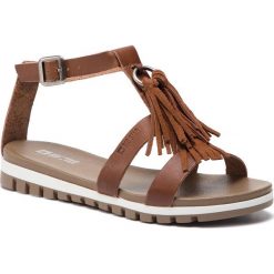 Sandały BIG STAR - DD274957 Brown. Pomarańczowe klapki damskie BIG STAR, z aplikacjami, ze skóry ekologicznej, bez obcasa. W wyprzedaży za 129,00 zł.