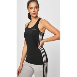 Adidas - Top. Czarne topy damskie Adidas, s, bez wzorów, z elastanu, bez rękawów, climalite (adidas). W wyprzedaży za 89,90 zł.