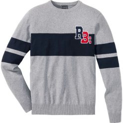 Swetry klasyczne męskie: Sweter z bawełny z recyclingu Slim Fit bonprix szary melanż
