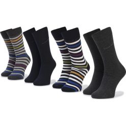 Zestaw 4 par wysokich skarpet męskich TOM TAILOR - 90145 Box Stripes Dark Navy 545. Szare skarpetki męskie z elastanu. Za 69,00 zł.