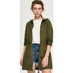 Bluzy damskie: Długa bluza z kapturem – Zielony