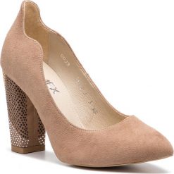 Półbuty ANN MEX - 0033-1 03W Beż. Brązowe półbuty damskie marki Ann Mex, z aplikacjami, ze skóry, eleganckie, bez obcasa, na obcasie, bez zapięcia. Za 279,00 zł.