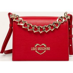 Love Moschino - Torebka. Czerwone listonoszki damskie Love Moschino, w paski, ze skóry ekologicznej, na ramię, małe, bez dodatków. Za 589,90 zł.