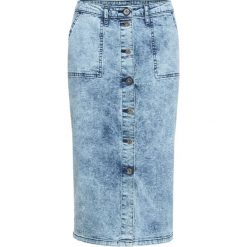 Spódnica dżinsowa z guzikami bonprix niebieski "bleached”. Niebieskie spódniczki damskie bonprix, bez wzorów. Za 109,99 zł.
