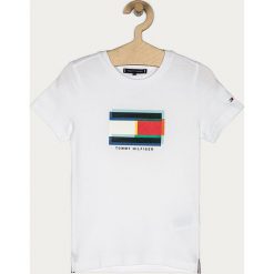 Tommy Hilfiger - T-shirt dziecięcy 116-176 cm. Białe t-shirty chłopięce TOMMY HILFIGER, z nadrukiem, z bawełny, bez rękawów. Za 159,90 zł.