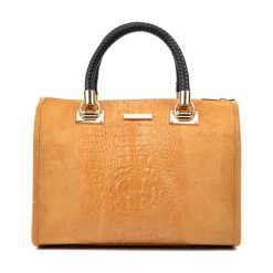 Torebki klasyczne damskie: Skórzana torebka w kolorze koniaku – (S)32 x (W)24 x (G)17 cm