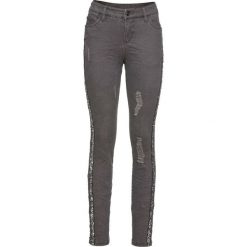 Rurki damskie: Spodnie SKINNY z cekinami bonprix szary "used"