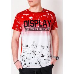 T-shirt męski z nadrukiem S1068 - czerwony. Czerwone t-shirty męskie Ombre Clothing, s, z nadrukiem, z bawełny, bez kołnierzyka. Za 14,99 zł.