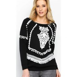 Bluzy damskie: Czarna Bluza Pocahontas