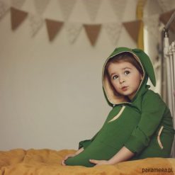 Sukienki dziewczęce: Sukienka z uszami tunika zielona