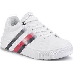 Sneakersy TOMMY HILFIGER - Low Cut Lace-Up Sneaker T3B4-30721-0901 M White 100. Białe trampki chłopięce TOMMY HILFIGER, bez wzorów, ze skóry ekologicznej, na sznurówki. Za 279,00 zł.