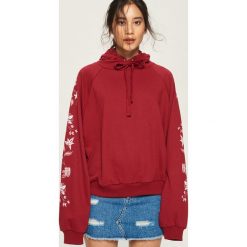 Bluza z wiązanym kapturem - Bordowy. Czerwone bluzy damskie Sinsay, s, bez wzorów, bez rękawów. Za 39,99 zł.