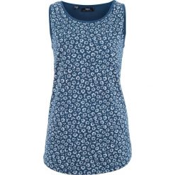 Top bawełniany bonprix ciemnoniebieski z nadrukiem. Niebieskie topy damskie bonprix, z nadrukiem, z bawełny. Za 34,99 zł.