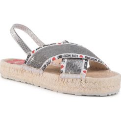 Espadryle LOVE MOSCHINO - JA16043G0AJL0902 Argento. Szare espadryle damskie Love Moschino, bez wzorów, ze skóry, bez obcasa. W wyprzedaży za 559,00 zł.