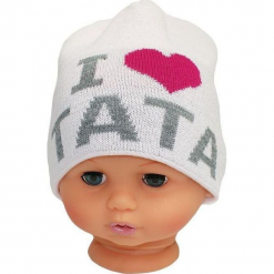 Czapka niemowlęca z napisem tata CZ 160D. Szare czapeczki niemowlęce Proman, z napisami. Za 30,75 zł.