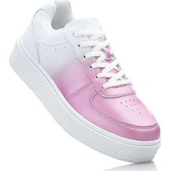 Sneakersy na podeszwie platformie bonprix biało-łososiowy jasnoróżowy. Białe buty sportowe damskie bonprix. Za 59,99 zł.