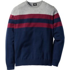 Swetry klasyczne męskie: Sweter Regular Fit bonprix szary melanż – jeżynowy w paski