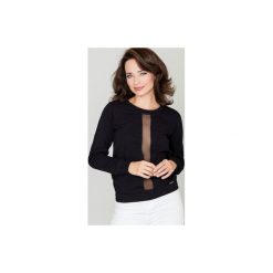 Bluza K264 Czarny. Czarne bluzy damskie marki KATRUS, m, z aplikacjami, bez rękawów, długie, bez kaptura. Za 89,00 zł.