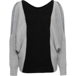 Swetry oversize damskie: Sweter „oversize” w kontrastowych kolorach bonprix jasnoszaro-czarny