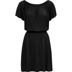 Sukienka shirtowa bonprix czarny. Czarne sukienki damskie bonprix, bez wzorów, bez kołnierzyka, bez rękawów. Za 74,99 zł.