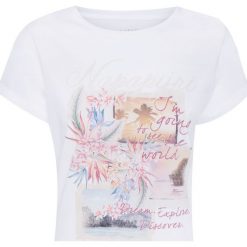 T-shirt NAPAPIJRI SALIX Biały|Print. Białe t-shirty damskie marki Napapijri, bez wzorów, z bawełny, z okrągłym kołnierzem. W wyprzedaży za 125,00 zł.
