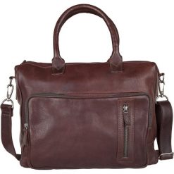 Skórzana torba biznesowa "Medford" w kolorze ciemnobrązowym - 40 x 33 x 10 cm. Pomarańczowe torby na laptopa Cowboys Bags & Belts, w paski, ze skóry, na ramię. W wyprzedaży za 513,95 zł.