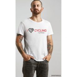 Koszulka T-SHIRT. I love cycling - my lifestyle. Szare koszulki męskie Pakamera, m, z nadrukiem, bez kołnierzyka. Za 85,00 zł.