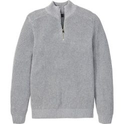 Sweter z bawełny z recylingu bonprix szary melanż. Szare swetry męskie bonprix, s, bez wzorów, z bawełny, ze stójką, bez kaptura. Za 54,99 zł.