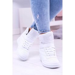 Sneakersy damskie Lu Boo Białe z Rzepami Bur. Białe koturny damskie Tagless, bez obcasa, na koturnie, na sznurówki. Za 79,00 zł.