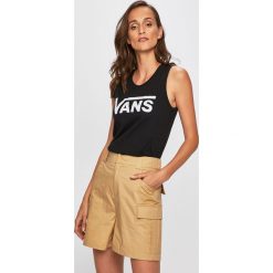 Vans - Top. Czarne bluzki damskie Vans, s, z nadrukiem, z bawełny, z okrągłym kołnierzem. Za 109,90 zł.
